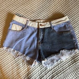 Cotton On Color Block Denim Shorts